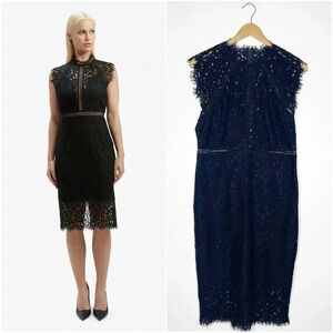 Bardot Artizia Medium High Neck Cocktail Lace Panel Dress In Black Size 8